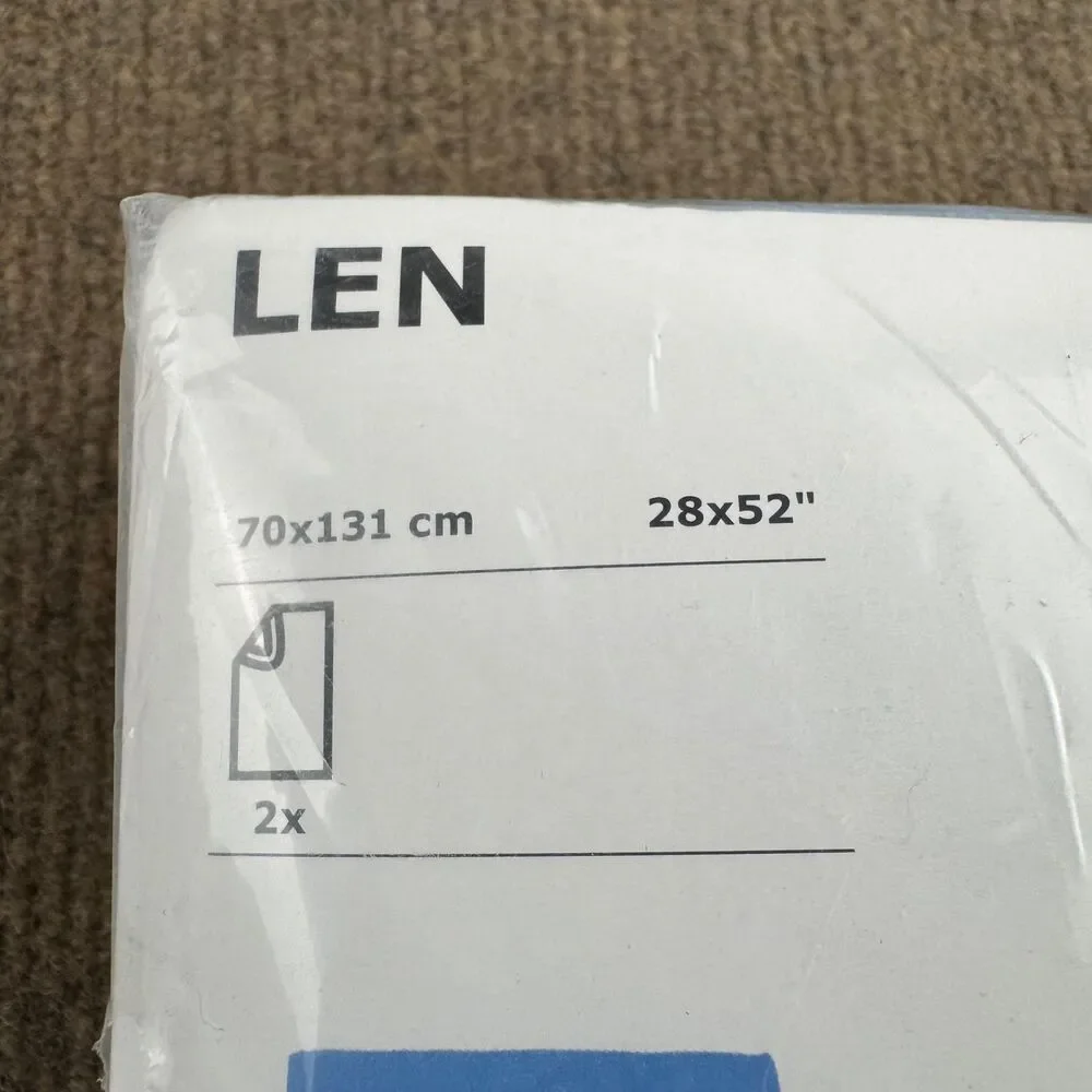 IKEA LEN Crib Fitted Sheets 28x52 (70x131 cm) Blue NEW 100% Cotton PACK OF 2